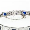 Image 7 : Antique Art Deco 18k Gold 1.10 ctw European Diamond & Syn. Sapphire Line Bracele
