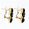 Image 6 : Elizabeth Locke Hammered 18k Gold Oval Black Onyx Flower Cluster Omega Earrings
