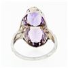 Image 6 : Antique Art Deco 14k White Gold Dual Purple Amethyst Etched Filigree Bypass Ring