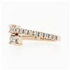 Image 6 : New 14k Rose Gold Emerald Cut & Round Diamond Moi et Toi Bypass Stack Band Ring