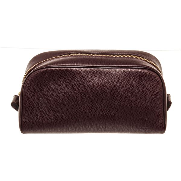 Louis Vuitton Brown Leather Cosmetic Pouch Cosmetic Bag