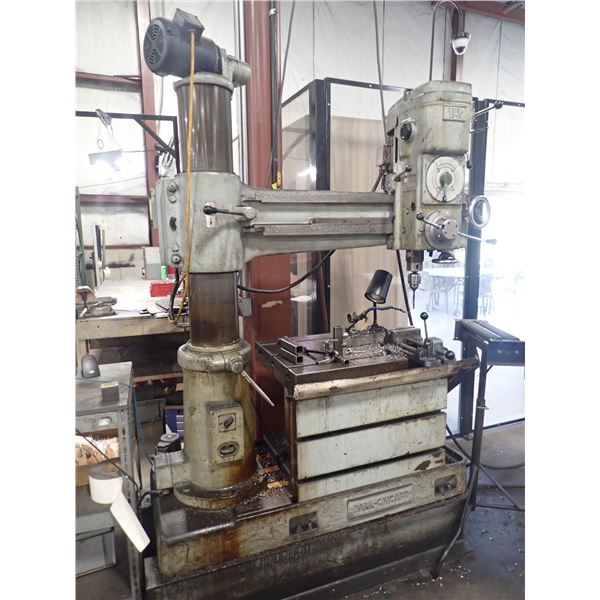 3' x 8" Ball - Chicago Radial Drill w/ Box Table