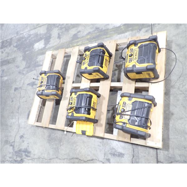 Lot of (5) Dewalt #DCR018 Jobsite Radios