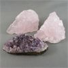 Image 2 : 2 Raw Rose Quartz Crystals & 1 Raw Amethyst Cluster