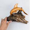 Image 3 : Set of 3 Dolphin Statues - Wood & Horn