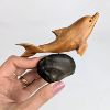 Image 6 : Set of 3 Dolphin Statues - Wood & Horn