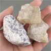 Image 1 : 2 Raw Rutilated Quartz & 1 Raw Lepidolite Crystals