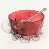 Image 1 : Antique Victorian Cranberry Glass Sugar Bowl with Teaspoon from Sweden