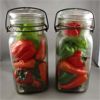 Image 1 : Set of 2 Vintage Perfect Seal Mason Jars with Plastic Vegetables 