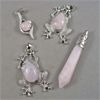Image 2 : Set of 4 NEW Rose Quartz Crystal Pendants