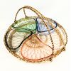 Image 1 : MCM Pastel Glass Snack Tray in Gold Basket