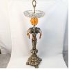Vintage Crystal & Brass Ashtray Stand 27"