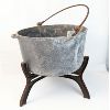 Image 1 : Large Metal Caldron on Cast Iron Adjustable Stand