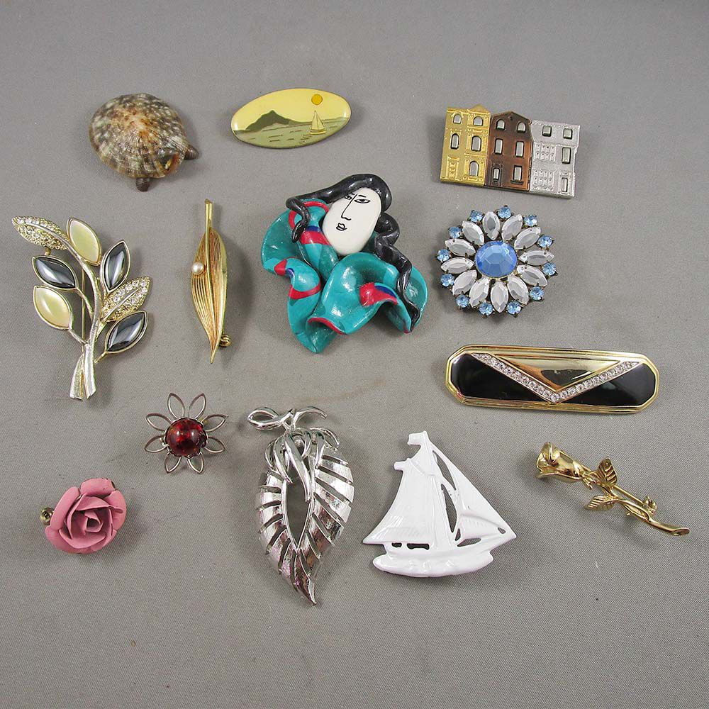 Lot De 13 Broches Vintage – Assortiment Tons Or, Argent, Cuivre – Mode Rétro