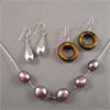 Image 1 : Cultured Pearl Sterling Necklace 18" and two sets of Sterling Silver Earrings