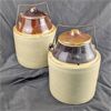 Image 1 : Set of 2 Vintage Stoneware Canning Crock Wire Handle 