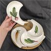 Image 1 : Vintage Ceramic Fish Shaped Veggie Dishes On Wooden Lazy Susan
