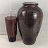 Image 1 : Set of 2 Large Purple Glass Vase 