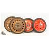 Image 1 : FLAT OF 4 WAGON HARD RUBBER CASTER WHEELS