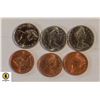 Image 1 : 1867-1967 LOT OF 6 PL 5 CENTS & 1 CENT COIN,