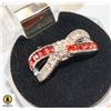Image 1 : SIZE 8 .925 STAMPED RING WITH CLEAR & RED STONES