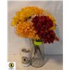 10" VASE WITH ARTIFICIAL FLOWERS