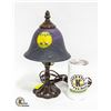 Image 2 : FROSTED GLASS BOUDOIR LAMP WITH MOCKINGBIRDS