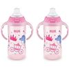 NEW 2 PACK OF NUK EVENFLO BABY BOTTLES WITH LIDS