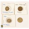 Image 1 : 4 MIXED COINS (1-1895 INDIAN HEAD PENNY, 1 INDIAN