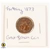 Image 1 : 1873 FARTHING GREAT BRITAIN COIN