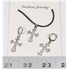 Image 1 : NEW RHINESTONE CROSS EARRINGS AND NECKLACE SET