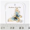 Image 1 : NEW GOLD TONE BLUE BUTTERFLY WITH RHINESTONE