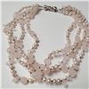 Image 1 : BZ1497-78 SILVER ROSE QUARTZ AND PEARLS 16" NECKL