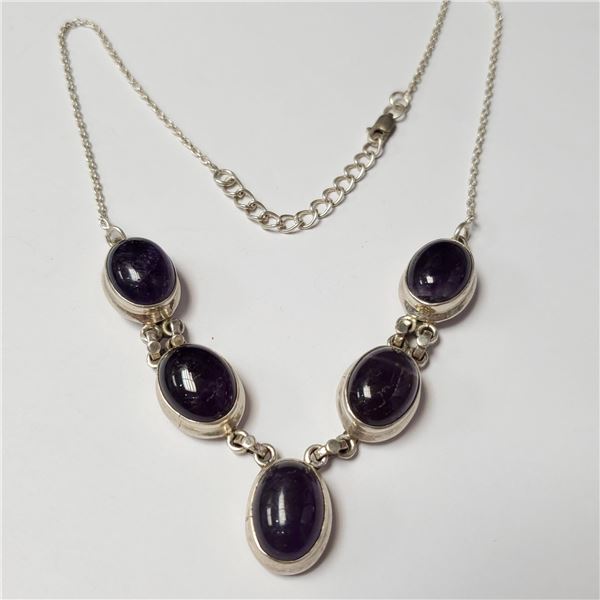 BZ1497-68 SILVER AMETHYST 31G 20" NECKLACE