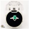 Image 1 : NATURAL OVAL EMERALD WITH 4 CLEAR CZ'S