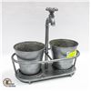 Image 1 : 2 PAIL PLANT POTS ON TRAY WITH WATER FAUCET