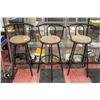 Image 1 : SET OF 3 PADDED SEAT SWIVEL BAR STOOLS -