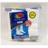 Image 1 : WHITE CREW SOCKS 6-12 SIZE 6-PACK