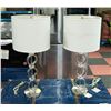 Image 1 : SILVER TABLE LAMPS WITH SHADES 1 SHADE WITH DAMAGE