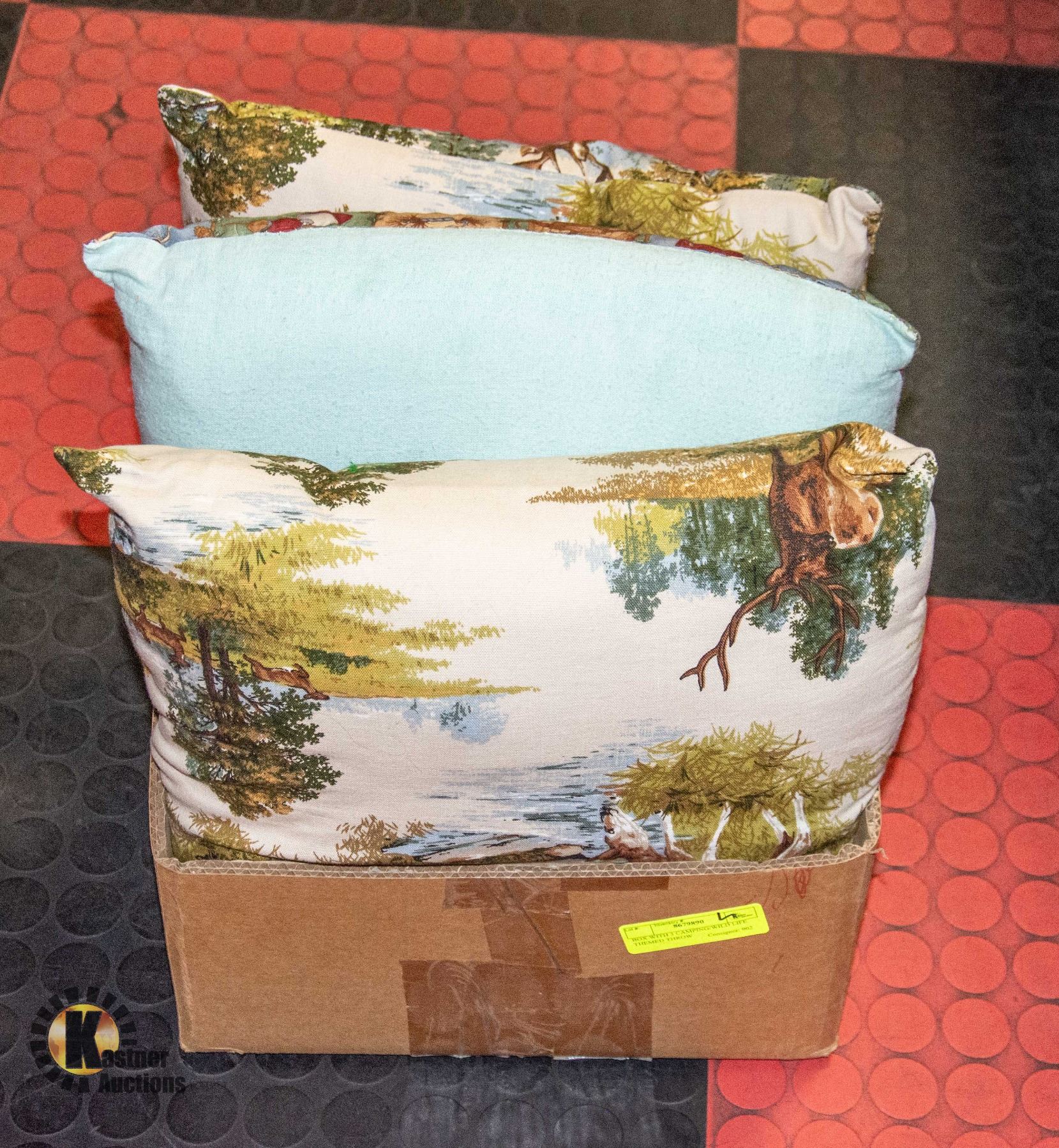 BOX WITH 3 CAMPING/WILD LIFE THEMED THROW
