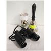 METAL SCHOOL BELL & TASCO 7X35 BINOCULARS