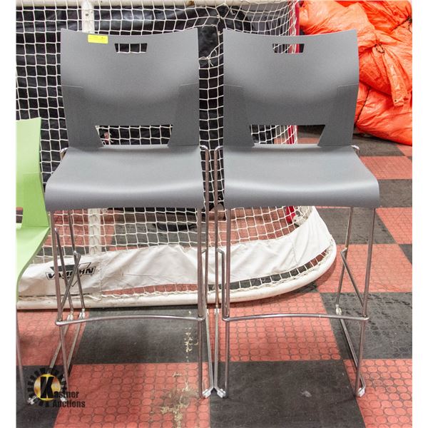 2 GREY TALL BAR PATIO CHAIRS