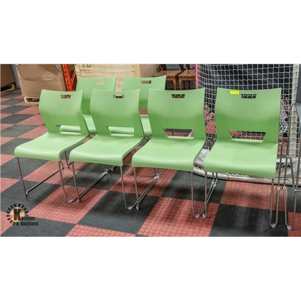 6 GREEN PATIO CHAIRS
