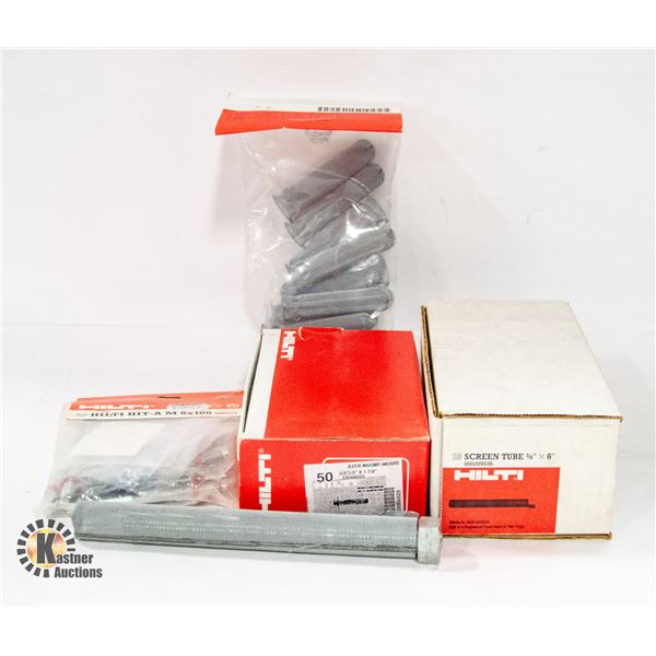 HILTI ASSORTED MASONRY ANCHORS AND SCREEN TUBE