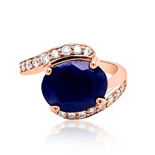 5.01ct NATURAL CEYLON Blue Sapphire 14K Rose Gold Ring