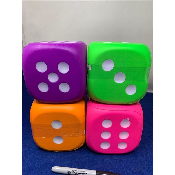 Lot of 4 oversize Neon Foam Dice