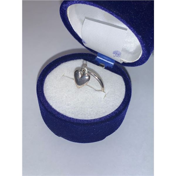 Silver Ring With Silver Heart Pendant