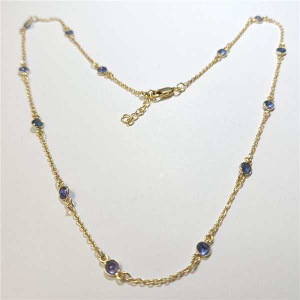 Silver Blue Sapphire 16 Inch Necklace - Retail Value $500.00