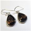 Image 2 : Silver Smokey Quartz Pear Solitaire Earrings - Retail Value $240.00