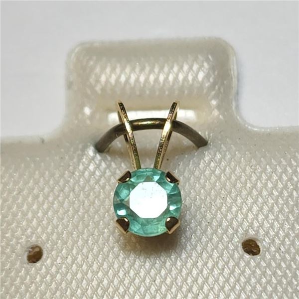 14K Gold round cut Emerald Solitaire Pendant Suggested Retail Value $200.00